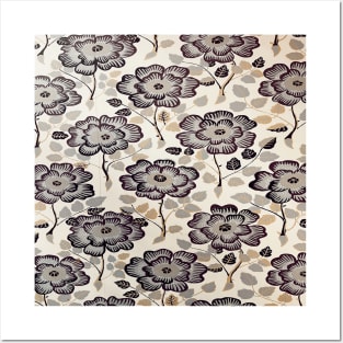 Brown Flower Seamless Pattern Posters and Art